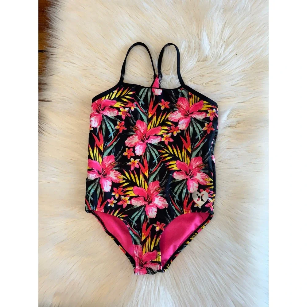 Hurley‎ Girls floral Hawaiian swim one piece 5/6 size EUC
